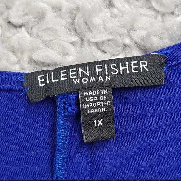 Eileen Fisher Midi Dress Women 1X Blue 3/4 Sleeve Pullover Stretch Asymmetrical - Picture 4 of 11